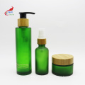 green glass jar glass spray bottle for hair oil serum perfume with bamboo cap cosmetic BJ-220B